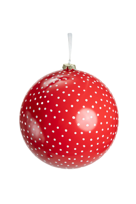 Esfera Navideña Roja con Puntos Blancos Jumbo