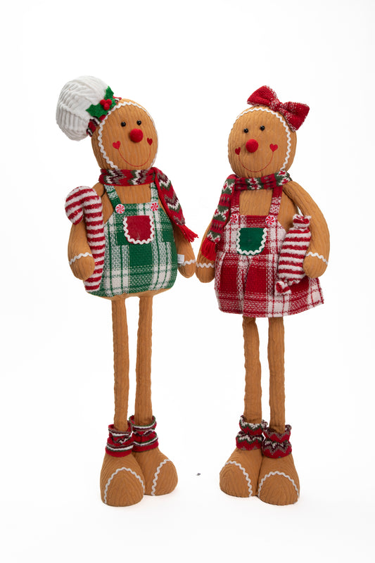 Pareja de Muñecos de Jengibre Grande en Rojo y Verde