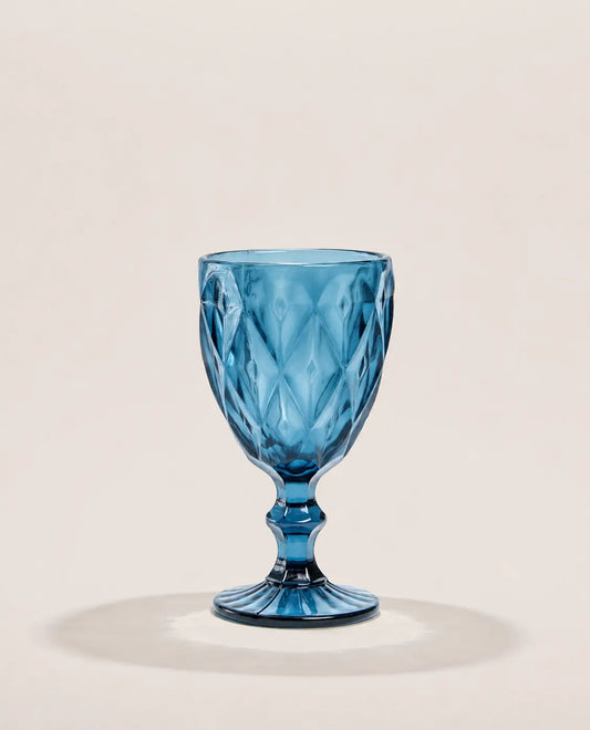 Copa de Cristal Tallado Azul