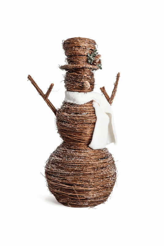 Muñeco de Nieve Gigante de Ramas con Sombrero y Bufanda