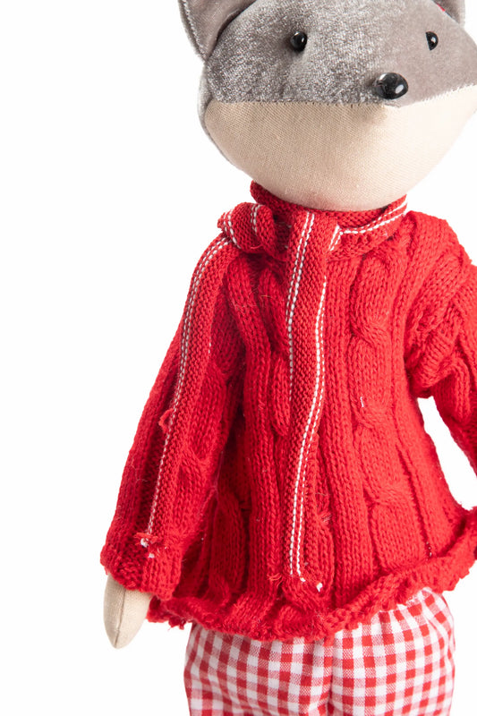 Muñeco Zorro Niño Vestido Rojo