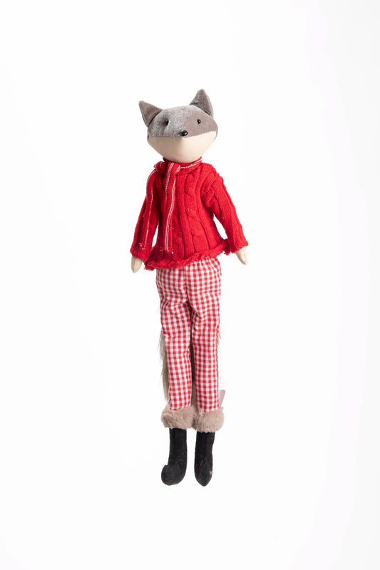 Muñeco Zorro Niño Vestido Rojo