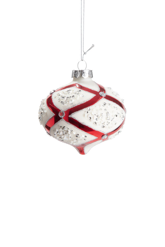 Ornamento Joyado Blanco y Rojo Cebolla
