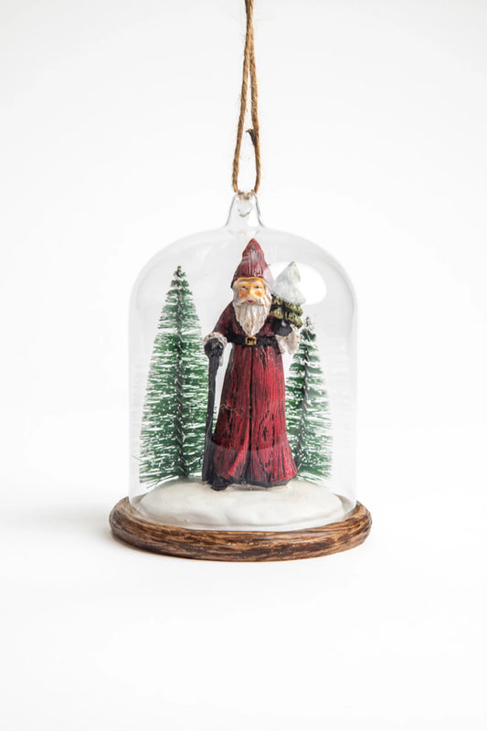 Ornamento Navideño Santa Claus en Campana de Cristal