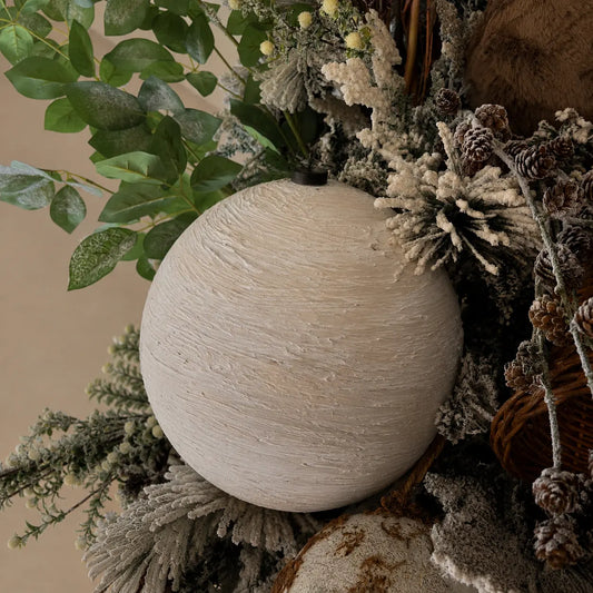Esfera Navideña Blanca Textura Rústica 25 cm