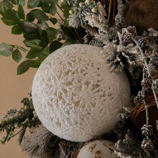 Esfera Navideña Blanca Copos de Nieve