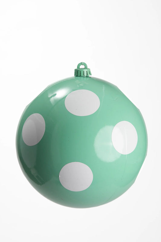 Esfera Navideña Verde Menta con Lunares Blancos 20 cm