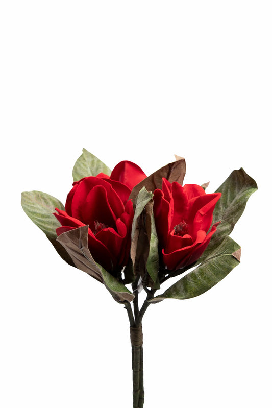 Flor Bouquet Magnolia Roja Terciopelo