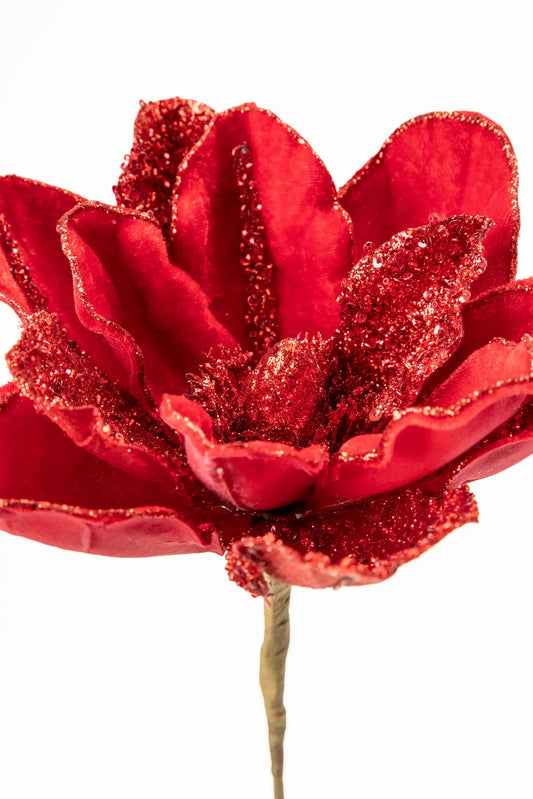 Flor de Magnolia Roja Terciopelo