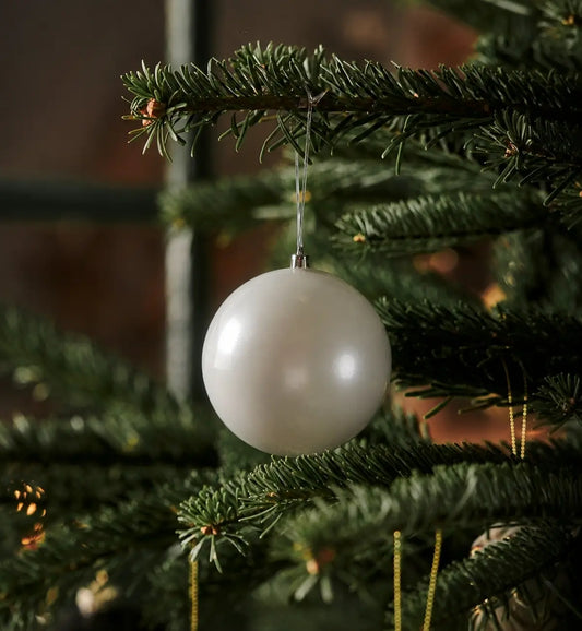 Esfera Navideña Blanca Perlada 15 cm
