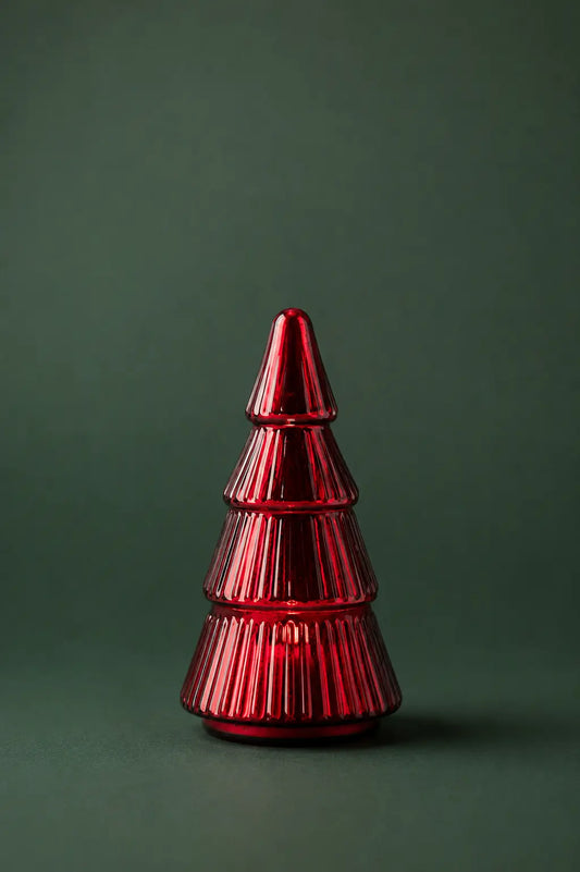 Vela Decorativa en Cristal con Forma de Árbol de Pino