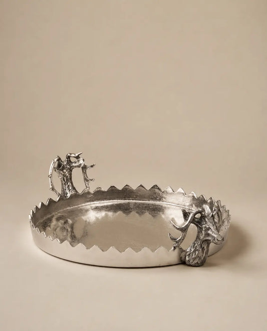 Bandeja Decorativa de Aluminio con Cabeza de Ciervo 61.5cm