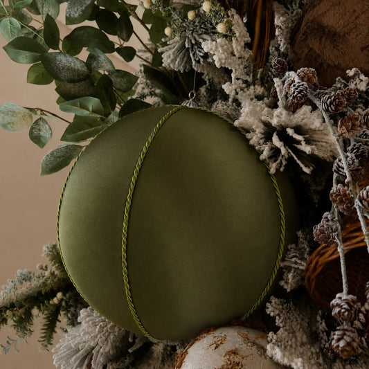 Esfera Navideña Terciopelo Verde Musgo