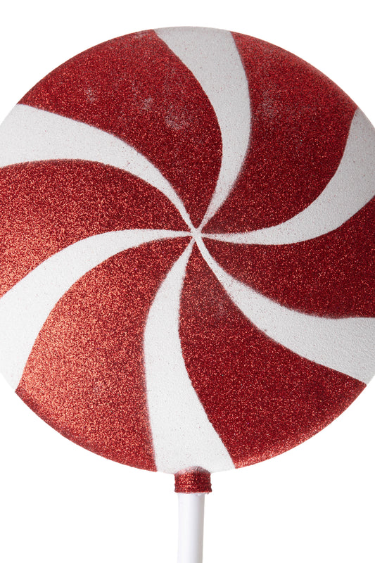 Paleta de Caramelo Decorativa Roja con Brillantina Grande