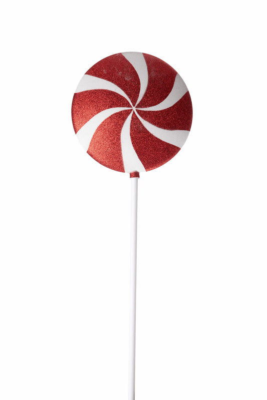 Paleta de Caramelo Decorativa Roja con Brillantina Grande
