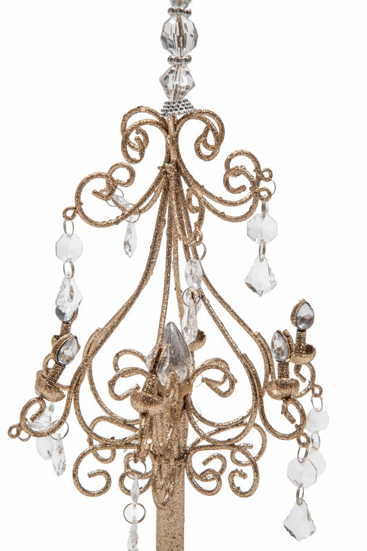 Ornamento Navideño Candelabro Dorado con Cristales
