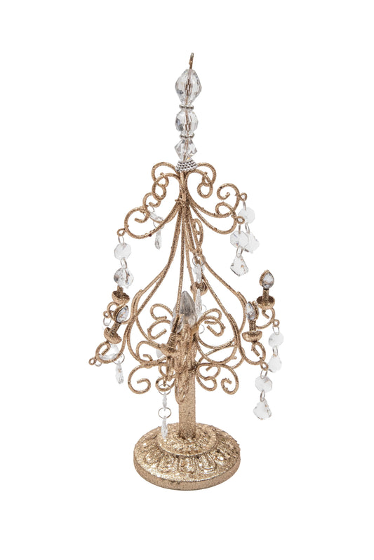 Ornamento Navideño Candelabro Dorado con Cristales
