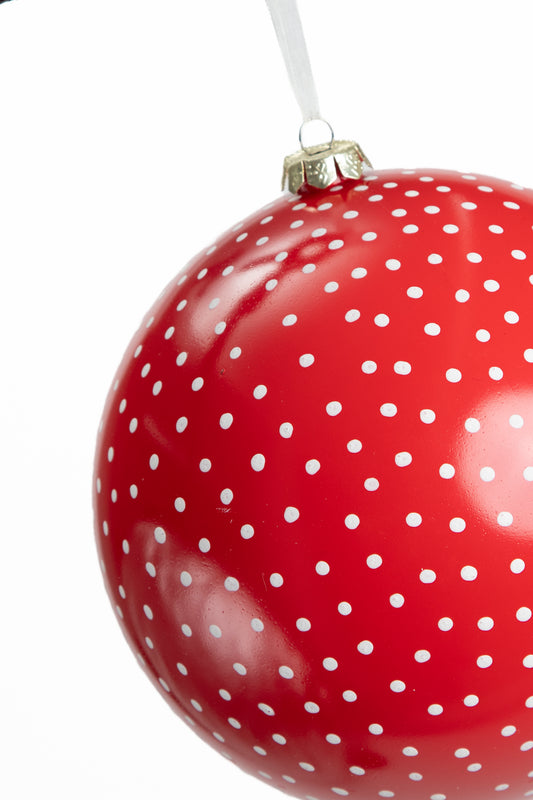 Esfera Navideña Roja con Puntos Blancos Jumbo