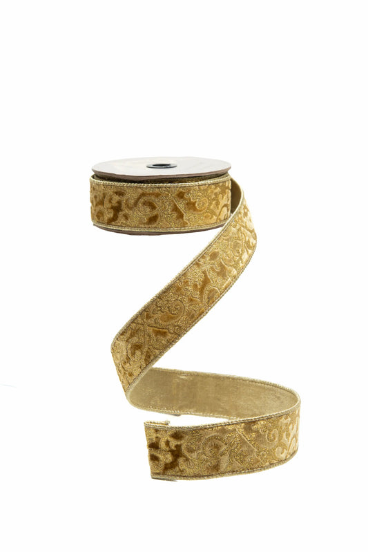 Listón Terciopelo Dorado Glitter Treillage