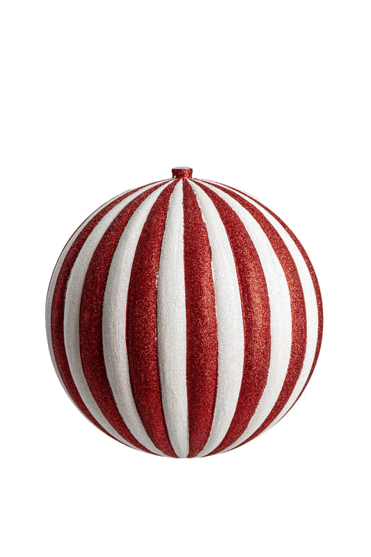 Esfera Navideña Caramelo Roja y Blanca 30 cm