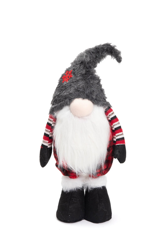 Pareja de Gnomos Navideños de Tela a Cuadros Rojo y Negro