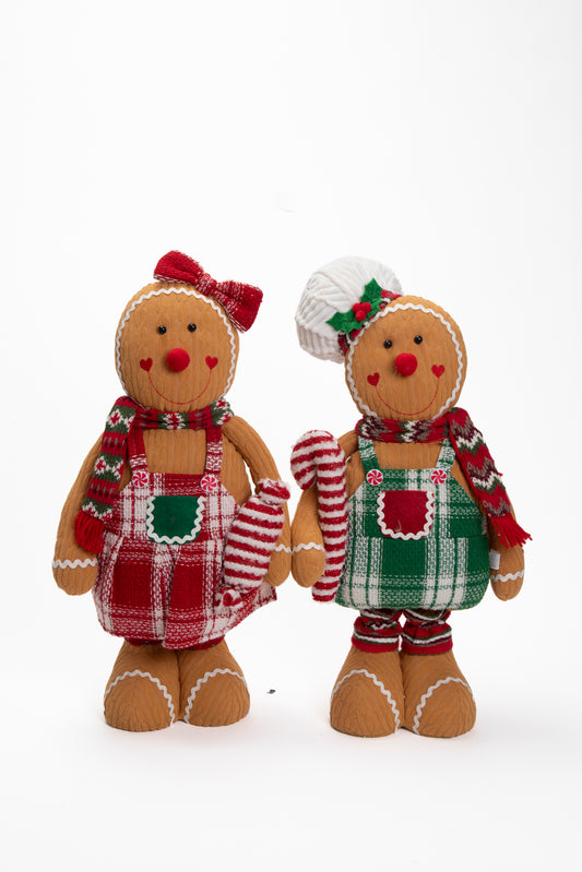 Pareja de Muñecos de Jengibre Grande en Rojo y Verde
