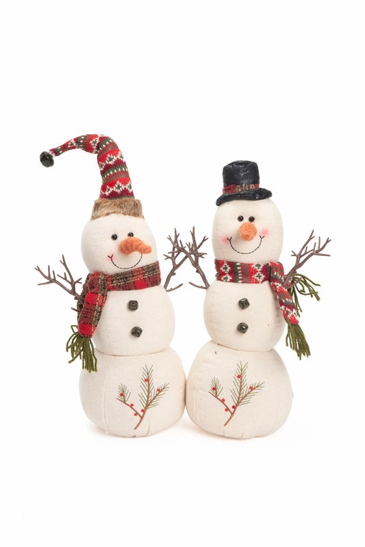 Set de 2 Muñecos de Nieve Borrego Beige