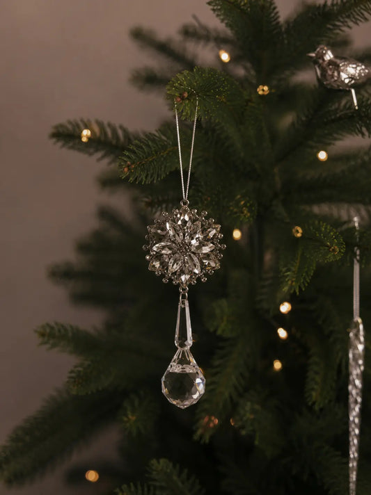 Colgante Medallón Cristal Set de 2 Plata 13 cm