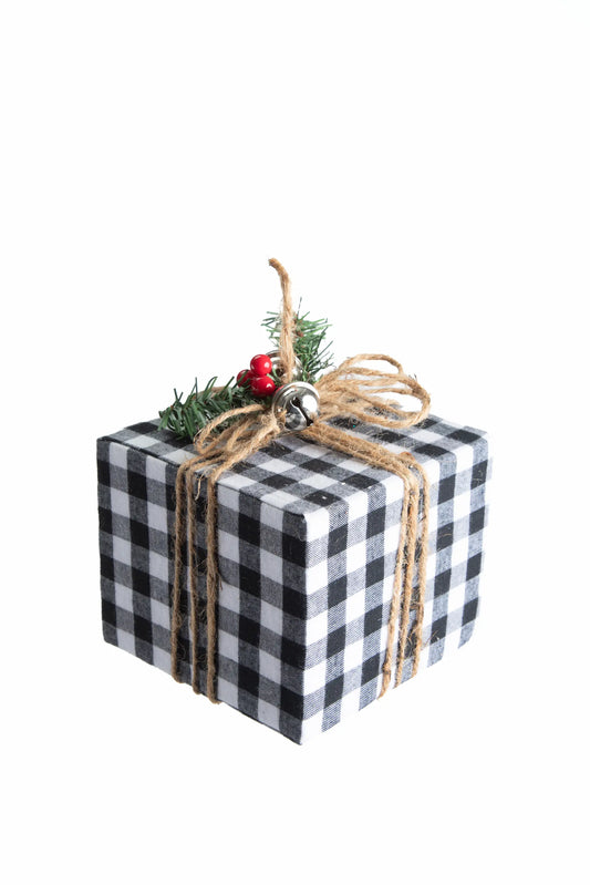 Colgante Regalo Cuadros Blanco y Negro con Campanitas