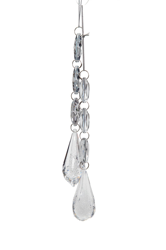 Set de 2 Colgantes Cristal Facetado Plata 17 cm