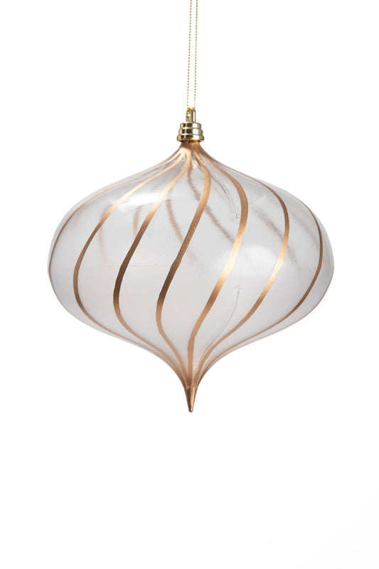 Finial Navideño Cebolla Cristal y Oro 16 cm