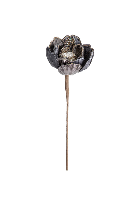 Flor de Magnolia Azul Champagne con Perlas y Cristal
