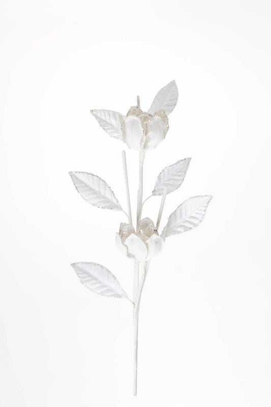 Vara de Magnolias Blancas con Brillantina