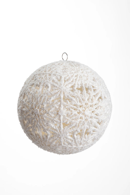 Esfera Navideña Blanca Copos de Nieve