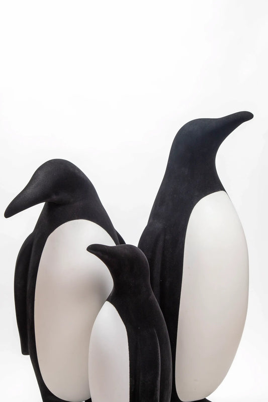 Familia de Pingüinos Decorativos Terciopelo