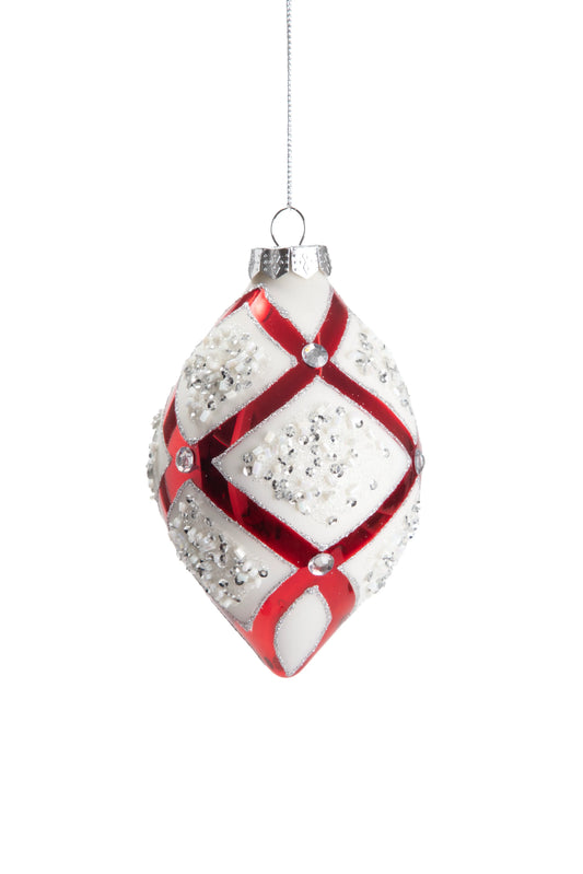 Ornamento Joyado Blanco y Rojo Gota