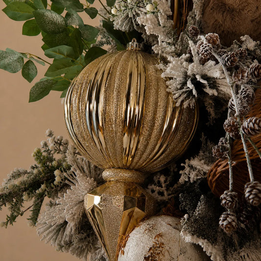 Finial Navideño Dorado Facetado 30cm
