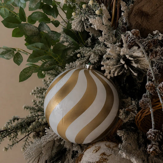 Esfera Blanca Ondas Doradas 20cm