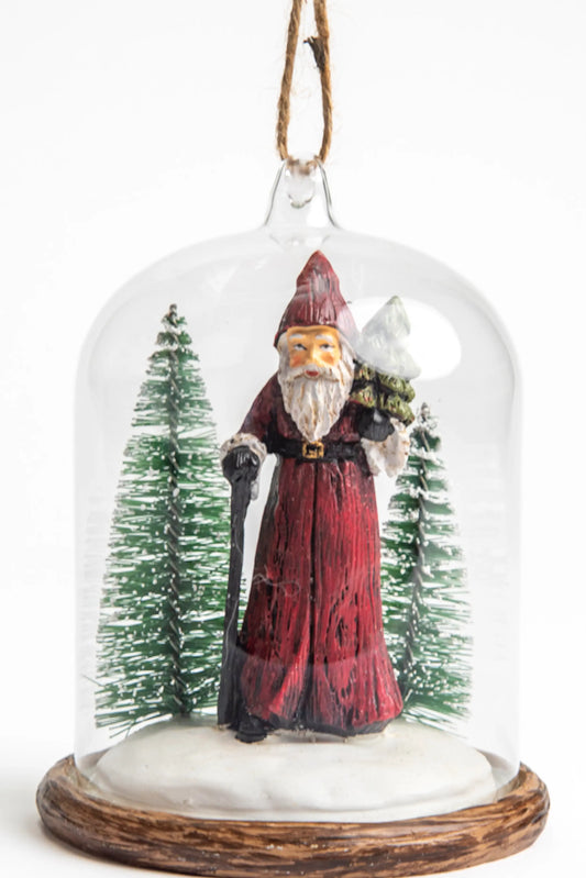 Ornamento Navideño Santa Claus en Campana de Cristal