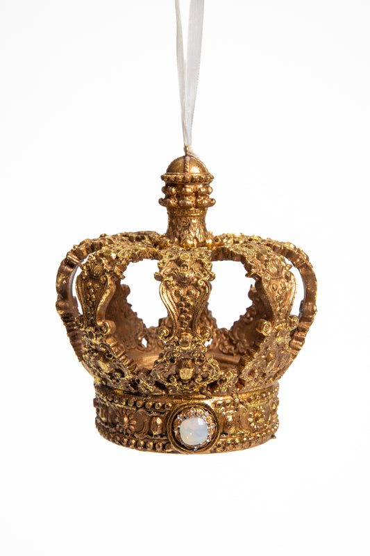 Ornamento Navideño Corona Dorada con Joyas