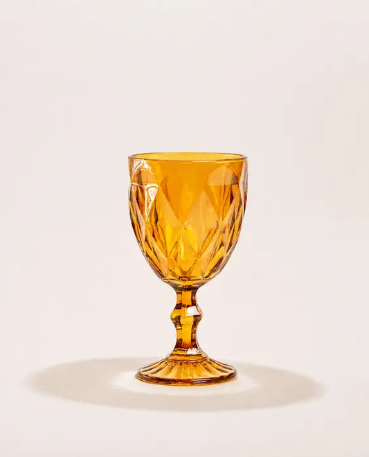 Copa de Cristal Tallado Ámbar