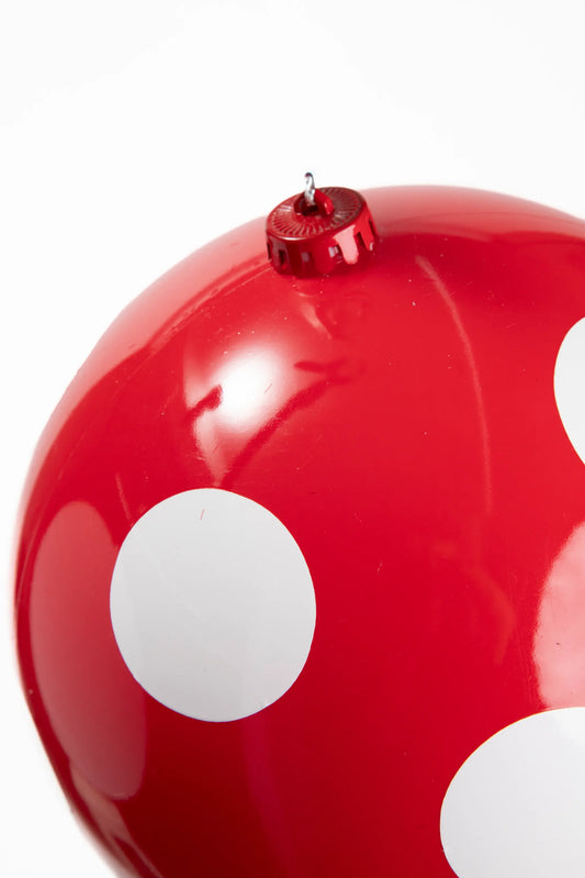 Esfera Navideña Roja con Puntos Blancos 20cm