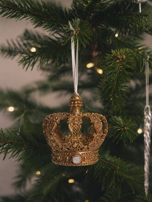 Ornamento Navideño Corona Dorada con Joyas