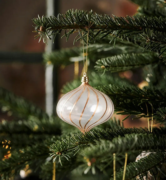 Finial Navideño Cebolla Cristal y Oro 16 cm