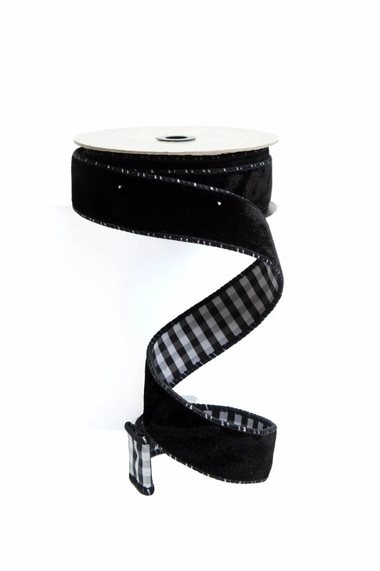 Listón Terciopelo Negro Reversible Cuadros