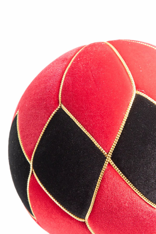 Esfera Navideña Terciopelo Rombos Rojo y Negro