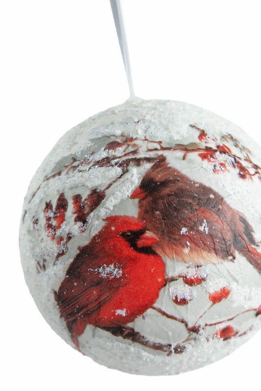 Esfera Navideña Cardenales Nevados
