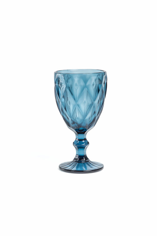 Copa de Cristal Tallado Azul