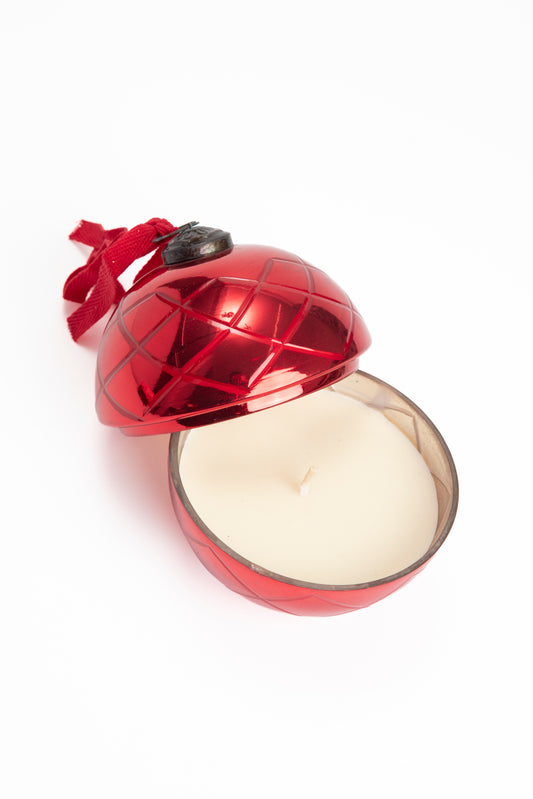 Vela Aromática en Esfera Roja Brillante Estilo Esfera Navideña