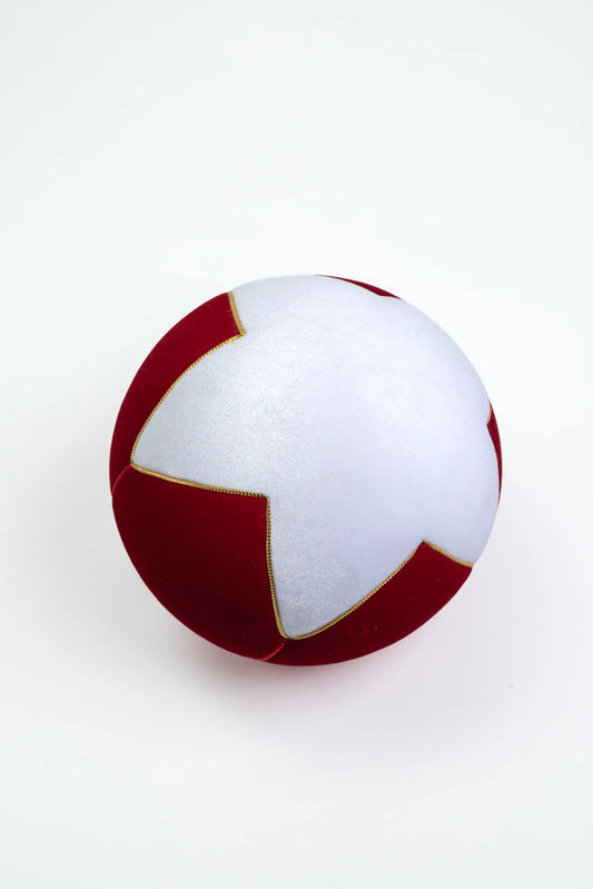 Esfera Navideña Terciopelo Estrella Blanco y Rojo